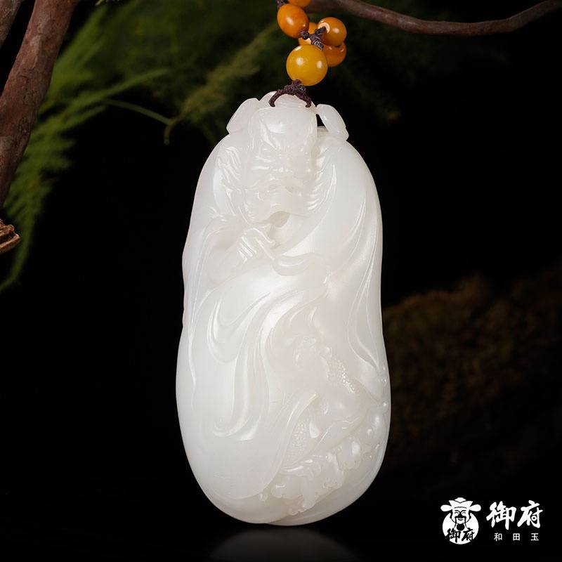 新疆和田玉羊脂白玉籽料把件 魁星点斗 203.2克