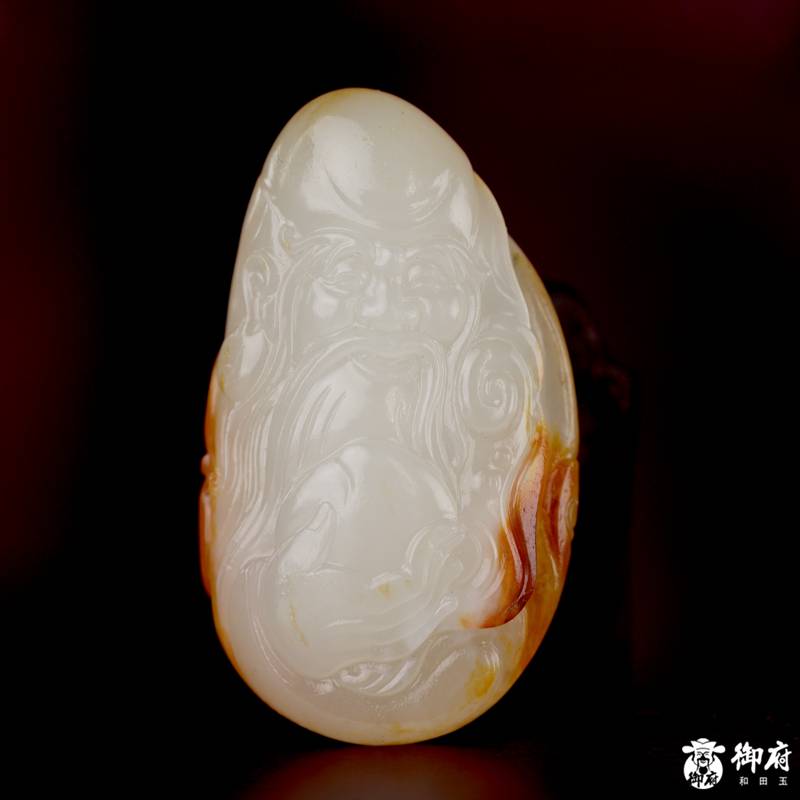 新疆和田玉红皮白玉独籽挂件 寿星献寿 10.8克