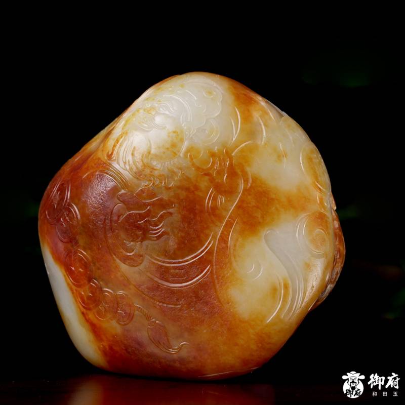 新疆和田玉红皮白玉独籽 把件 财源广进 327.8克